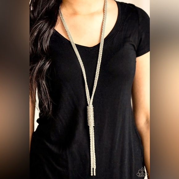 Paparazzi Boom Boom Knock You Out -
Silver Rope Necklace with matching earrings - Picture 2 of 3